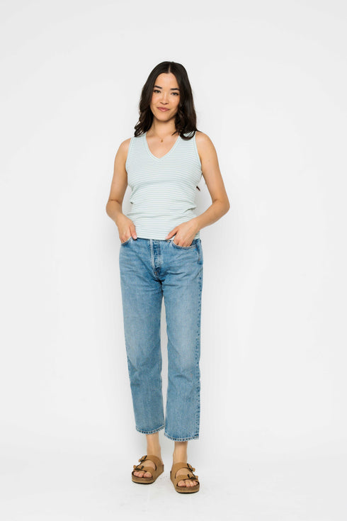 Joelle-Textured Vee Neck Tank